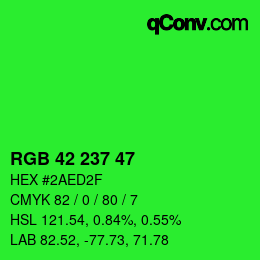 Color code: RGB 42 237 47 | qconv.com