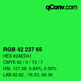 Color code: RGB 42 237 65 | qconv.com