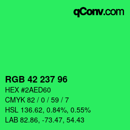 Color code: RGB 42 237 96 | qconv.com