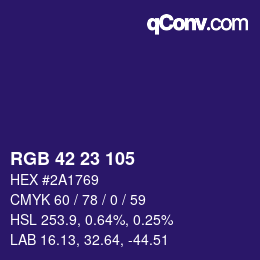 Color code: RGB 42 23 105 | qconv.com