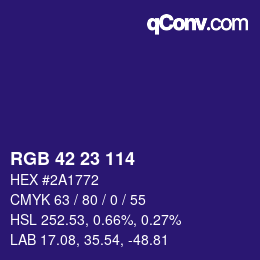 Color code: RGB 42 23 114 | qconv.com