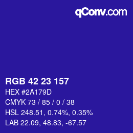 Color code: RGB 42 23 157 | qconv.com