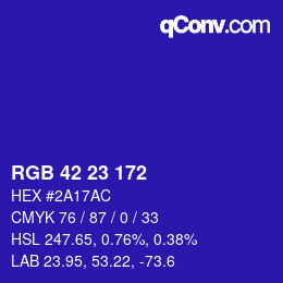 Color code: RGB 42 23 172 | qconv.com