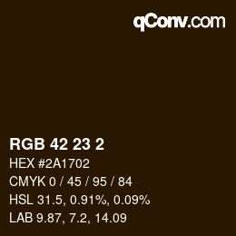 Color code: RGB 42 23 2 | qconv.com