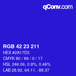 カラーコード: RGB 42 23 211 | qconv.com