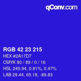 Color code: RGB 42 23 215 | qconv.com