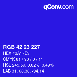 Color code: RGB 42 23 227 | qconv.com