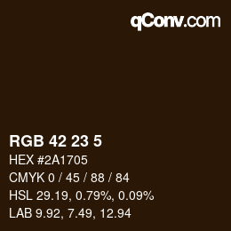 カラーコード: RGB 42 23 5 | qconv.com