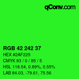 Color code: RGB 42 242 37 | qconv.com