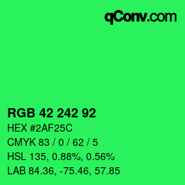 カラーコード: RGB 42 242 92 | qconv.com