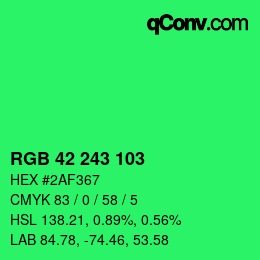 Color code: RGB 42 243 103 | qconv.com