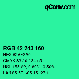 Color code: RGB 42 243 160 | qconv.com