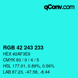 Color code: RGB 42 243 233 | qconv.com