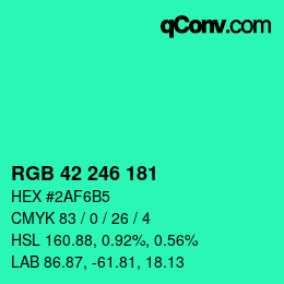 Color code: RGB 42 246 181 | qconv.com