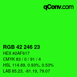 Color code: RGB 42 246 23 | qconv.com