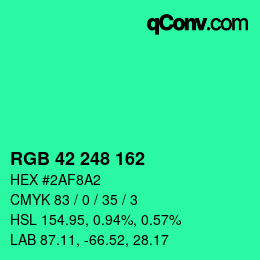 Color code: RGB 42 248 162 | qconv.com