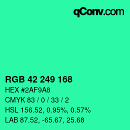 Color code: RGB 42 249 168 | qconv.com