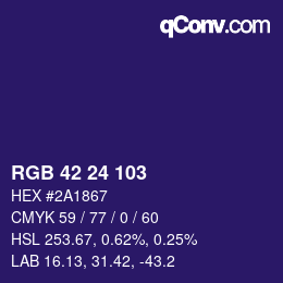 カラーコード: RGB 42 24 103 | qconv.com
