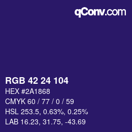 Color code: RGB 42 24 104 | qconv.com
