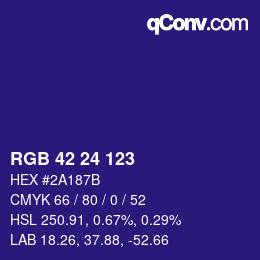 カラーコード: RGB 42 24 123 | qconv.com