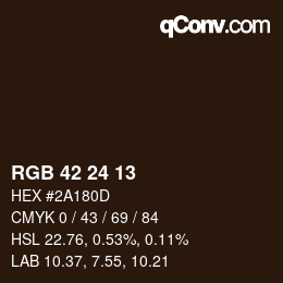 カラーコード: RGB 42 24 13 | qconv.com