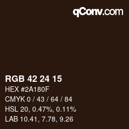 Color code: RGB 42 24 15 | qconv.com