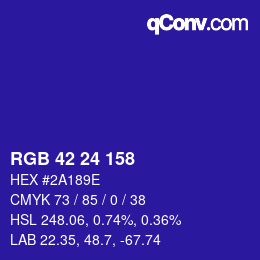 Color code: RGB 42 24 158 | qconv.com