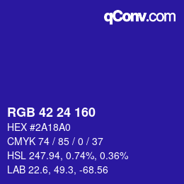 Color code: RGB 42 24 160 | qconv.com