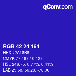 Color code: RGB 42 24 184 | qconv.com