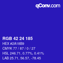 Color code: RGB 42 24 185 | qconv.com