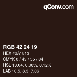 カラーコード: RGB 42 24 19 | qconv.com