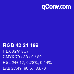 Color code: RGB 42 24 199 | qconv.com