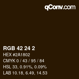カラーコード: RGB 42 24 2 | qconv.com