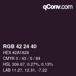 Color code: RGB 42 24 40 | qconv.com