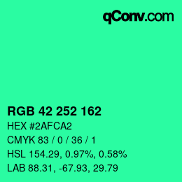 Color code: RGB 42 252 162 | qconv.com