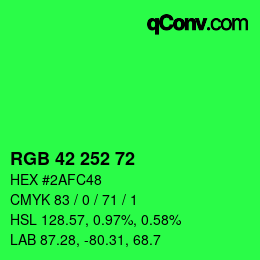 Color code: RGB 42 252 72 | qconv.com