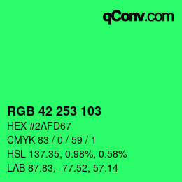 Color code: RGB 42 253 103 | qconv.com