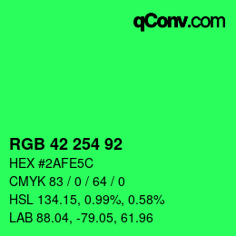 Color code: RGB 42 254 92 | qconv.com