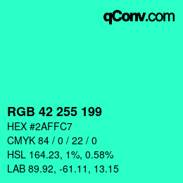 Color code: RGB 42 255 199 | qconv.com