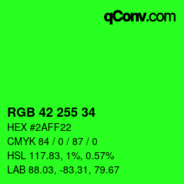 Color code: RGB 42 255 34 | qconv.com