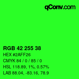 Color code: RGB 42 255 38 | qconv.com