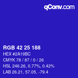 Color code: RGB 42 25 188 | qconv.com
