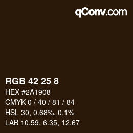 Color code: RGB 42 25 8 | qconv.com