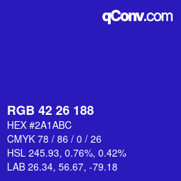 Color code: RGB 42 26 188 | qconv.com