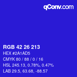 Color code: RGB 42 26 213 | qconv.com