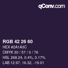 カラーコード: RGB 42 26 60 | qconv.com