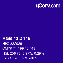 Color code: RGB 42 2 145 | qconv.com