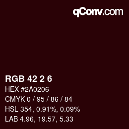 Color code: RGB 42 2 6 | qconv.com