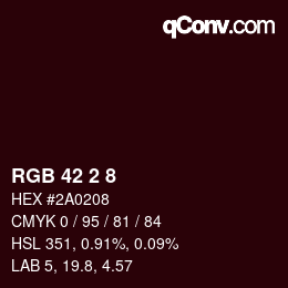 カラーコード: RGB 42 2 8 | qconv.com