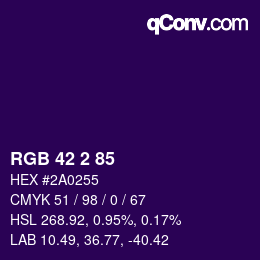 颜色代码: RGB 42 2 85 | qconv.com